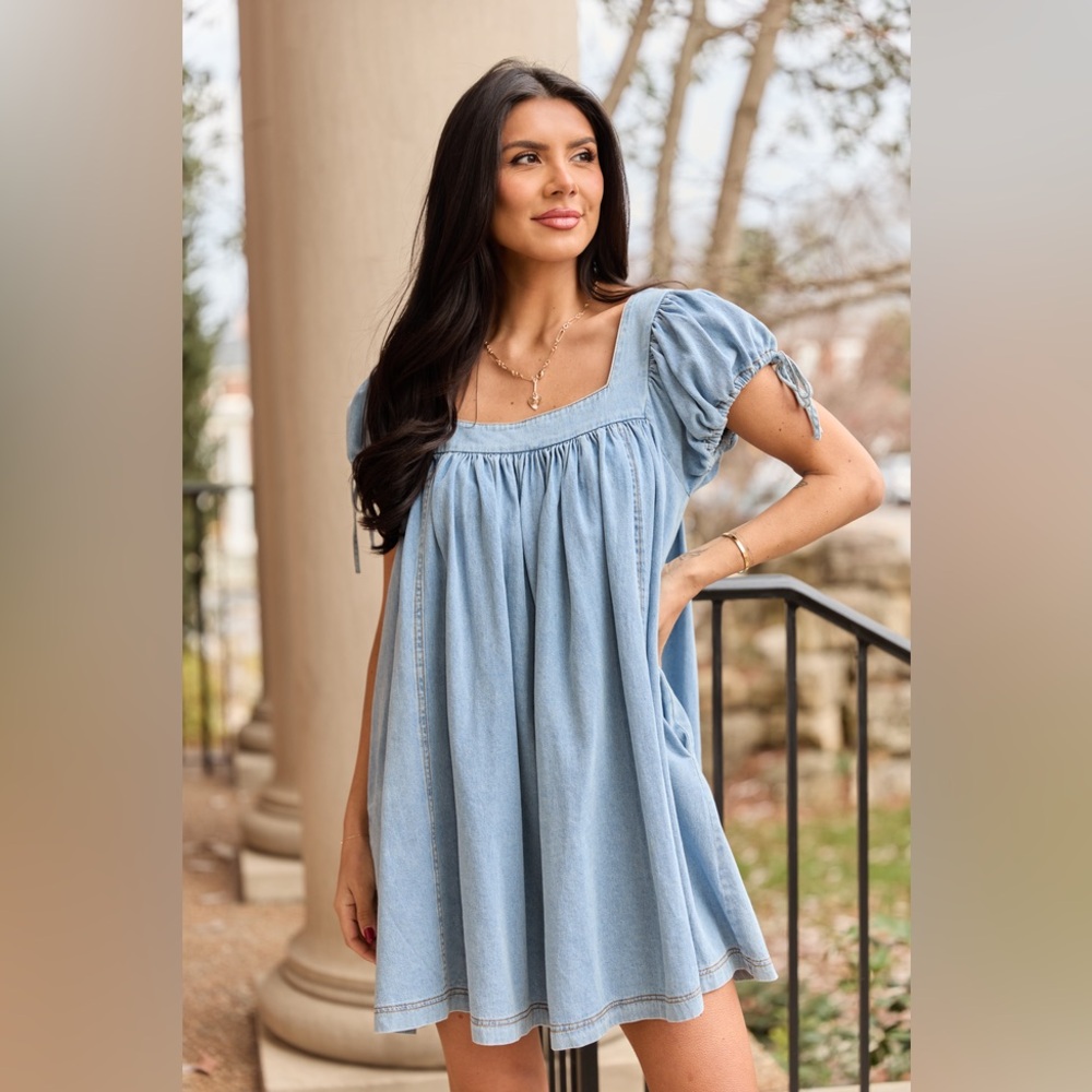 NWOT Pink Lily Light Blue Denim Mini Dress